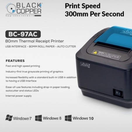 BlackCopper BC97AC USB+Serial 80mm Thermal Receipt Printer, USB + Serial