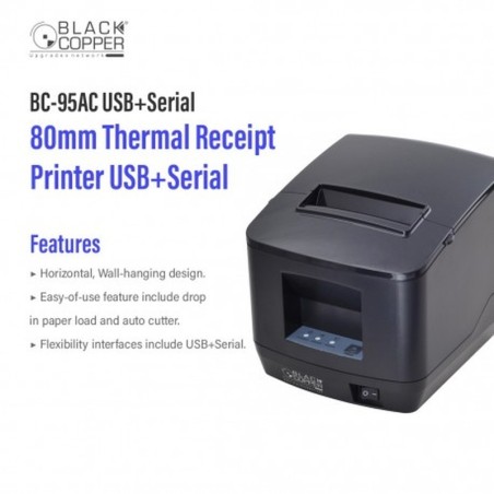 BlackCopper BC95AC USB+Serial 80mm Thermal Receipt Printer, USB + Serial