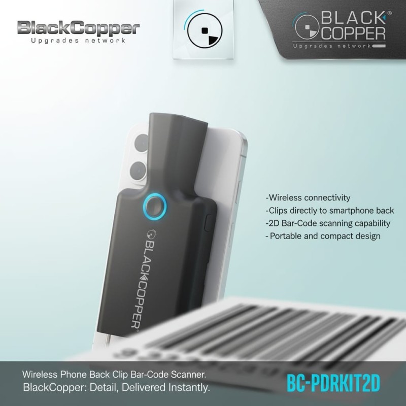 BlackCopper BC-PDRKIT2D 2D Wireless Phone Back-Clip Barcode Scanner