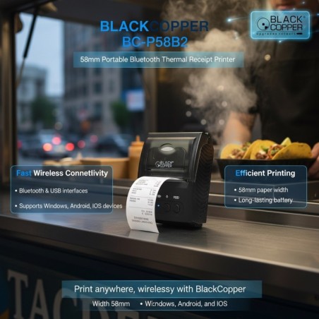 BlackCopper BCP58B2 58mm Portable Bluetooth Thermal Receipt Printer