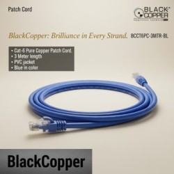 BlackCopper BCCT6PC-3MTR-BL Cat6 UTP Patch Cord, 3m, Blue