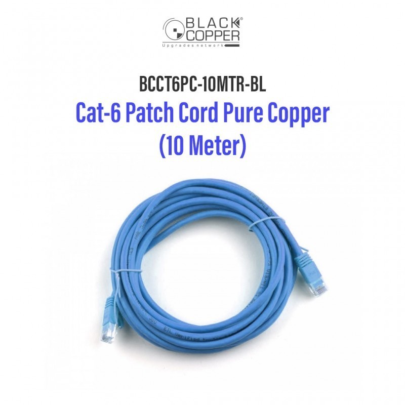 BlackCopper BCCT6PC-10MTR-BL Cat6 UTP Patch Cord, 10m, Blue