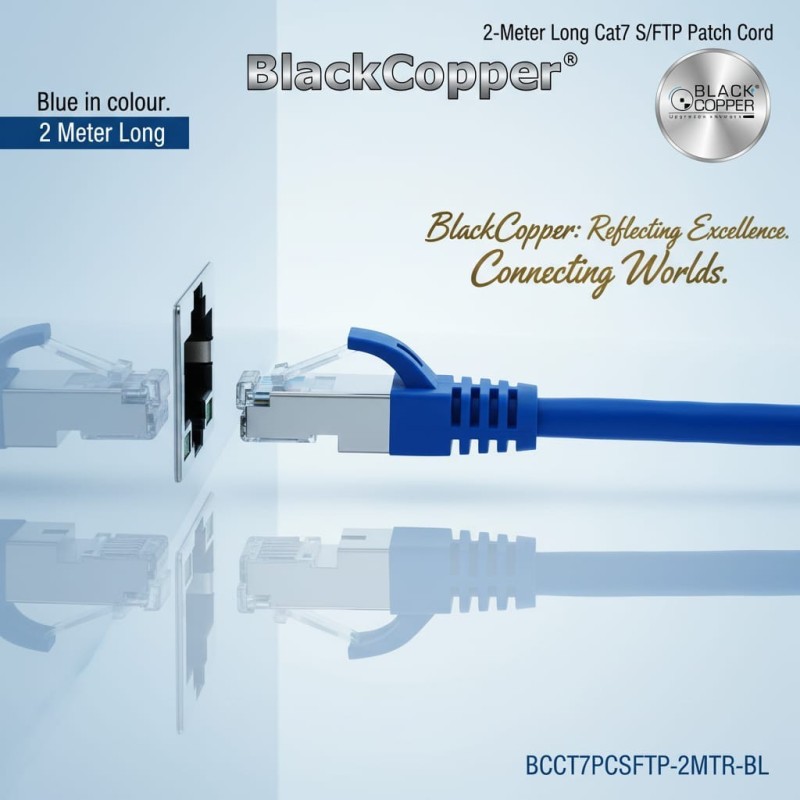 BlackCopper BCCT7PCSFTP-2MTR-BL Cat7 S/FTP Patch Cord, 2m, Blue