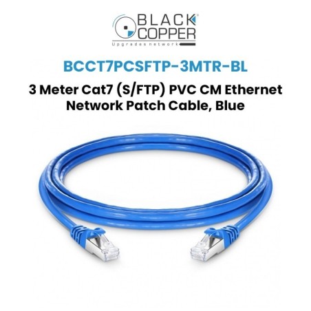 BlackCopper BCCT7PCSFTP-3MTR-BL Cat7 S/FTP Patch Cord, 3m, Blue