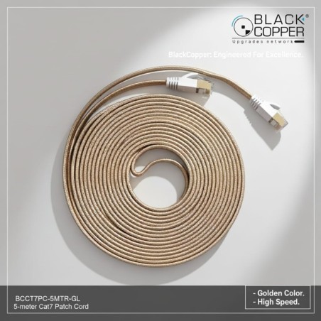 BlackCopper BCCT7PC-5MTR-GL Cat7 Patch Cord, 5m, Gold