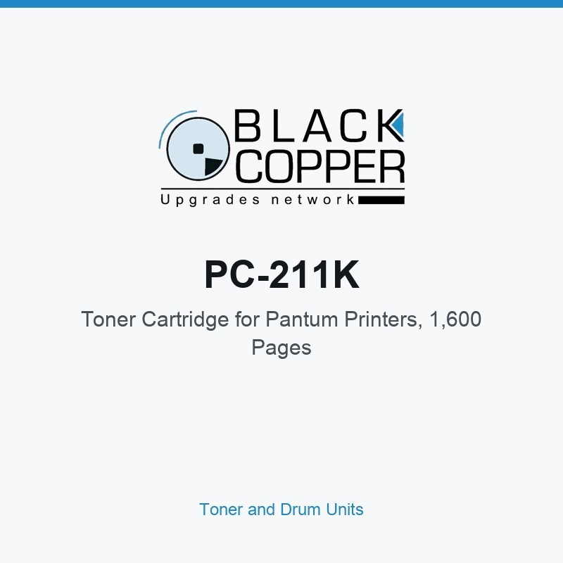 BlackCopper PC-211K Toner Cartridge for Pantum Printers, 1,600 Pages