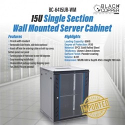BlackCopper BC-6415UR-WM 15U Wall Mount Network Rack Cabinet, 600 x 450 x 769mm