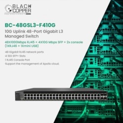 BlackCopper BC-48GSL3-F410G 48-Port Gigabit Layer 3 Managed Switch with 4x 10G SFP+ Uplinks