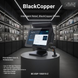 BlackCopper BC-EGP-10G015-Z 15" True Flat Touch POS, Core i5 10th Gen, 9.7" Customer Display
