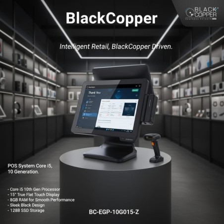 BlackCopper BC-EGP-10G015-Z 15" True Flat Touch POS, Core i5 10th Gen, 9.7" Customer Display
