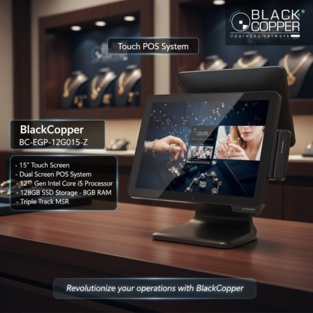 BlackCopper BC-EGP-12G015-Z 15" Touch POS, Core i5 12th Gen, 9.7" Customer Display
