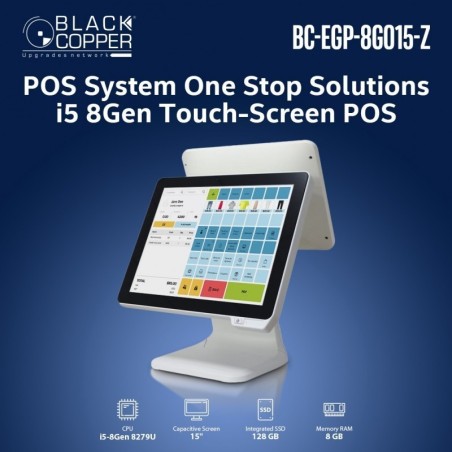 BlackCopper BC-EGP-8G015-Z-W 15" Touch POS System, Intel Core 8th Gen, White