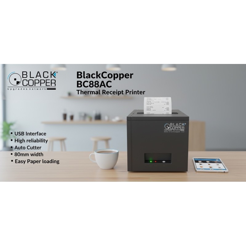 BlackCopper BC88AC 80mm High-Speed Thermal Receipt Printer, USB, Auto Cutter