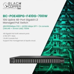 BlackCopper BC-POE48PG-F410G-700W 48-Port Gigabit PoE Managed Switch with 4x 10G SFP+ Uplinks, 700W