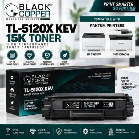 BlackCopper TL-5120X KEV High-Yield Toner Cartridge for Pantum, 15,000 Pages