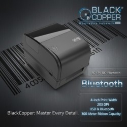 BlackCopper BC-LP1300-Bluetooth 4" Desktop Thermal Transfer Barcode Label Printer, 203 DPI, USB + Bluetooth