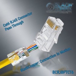 BlackCopper BCRJBPTCT6 RJ45 Cat6 Pass-Through EZ Connector (Pack)
