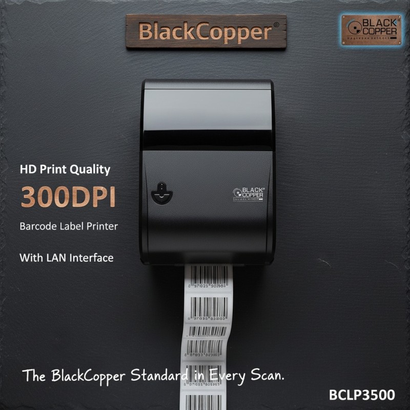 BlackCopper BC-LP3500 4" Desktop Thermal Transfer Barcode Label Printer, 300 DPI, USB + LAN