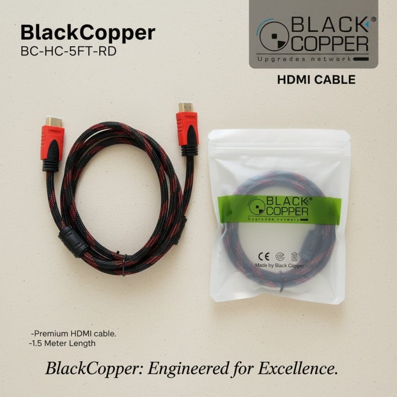 BlackCopper BC-HC-5FT-RD HDMI v1.4 Cable, 1.5m
