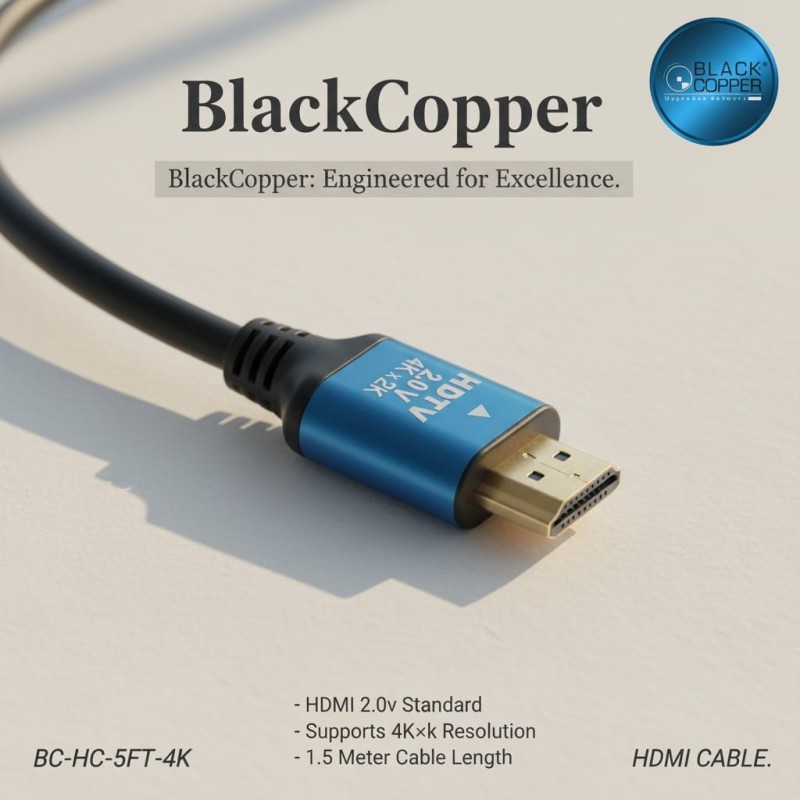 BlackCopper BC-HC-5FT-4K 4K HDMI 2.0 Cable, 1.5m