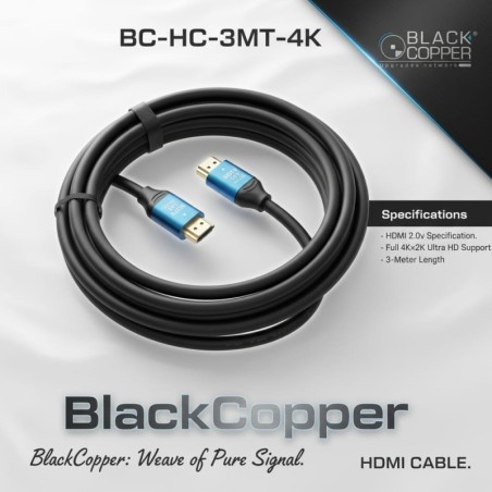 BlackCopper BC-HC-3MT-4K 4K HDMI 2.0 Cable, 3m