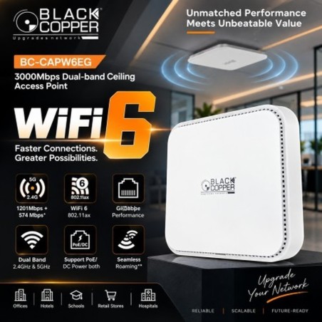 BlackCopper BC-CAPW6EG WiFi 6 AX3000 Dual-Band Ceiling Access Point