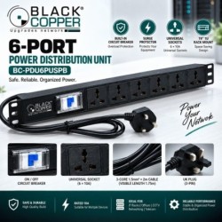BlackCopper BC-PDU6PUSP 6-Way PDU with Surge & Overload Protection