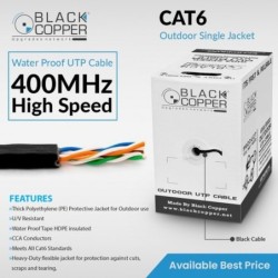 BlackCopper BCMXC6BLACK Cat6 UTP Network Cable Roll, Black
