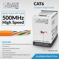 BlackCopper BCMXC6ORANGE Cat6 UTP Network Cable Roll, Orange