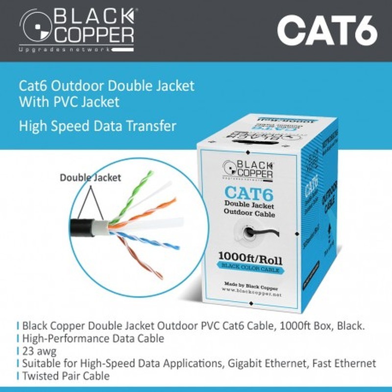BlackCopper BCMXC6DJ Cat6 UTP Double Jacket Outdoor Network Cable Roll