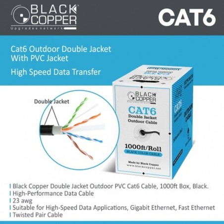 BlackCopper BCMXC6DJ Cat6 UTP Double Jacket Outdoor Network Cable Roll