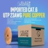 BlackCopper BC-23USLNC6 Cat6 UTP 23AWG Pure Copper Cable, 4-Pair, Blue, 305m