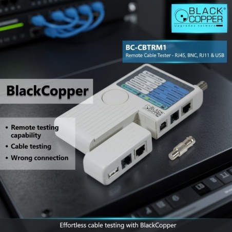BlackCopper BC-CBTRM1 Remote Cable Tester for RJ45, RJ11, USB & BNC