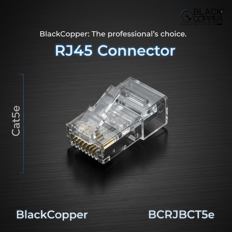 BlackCopper BCRJBCT5e RJ45 Cat5e Unshielded Connector, Gold-Plated (Pack)
