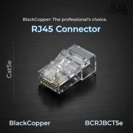 BlackCopper BCRJBCT5e RJ45 Cat5e Unshielded Connector, Gold-Plated (Pack)