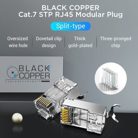 BlackCopper BCRJCT7 RJ45 Cat7 Shielded STP Modular Plug (Pack)