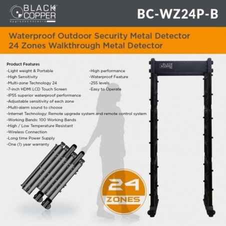 BlackCopper BC-WZ24P-B 24-Zone Portable Waterproof Walk Through Metal Detector