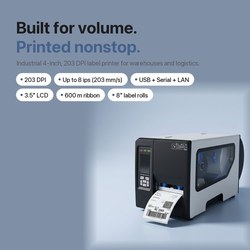 BlackCopper BC-LP4500 4" Industrial Thermal Transfer Barcode Label Printer, 203 DPI, USB + Serial + LAN