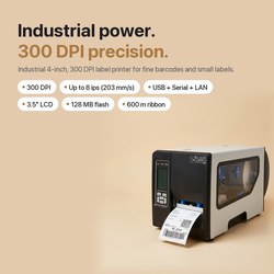 BlackCopper BC-LP4600 4" Industrial Thermal Transfer Barcode Label Printer, 300 DPI, USB + Serial + LAN